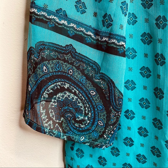 Isaac Mizrahi Live! Blue Button Down Bohemian Top - Picture 2 of 6